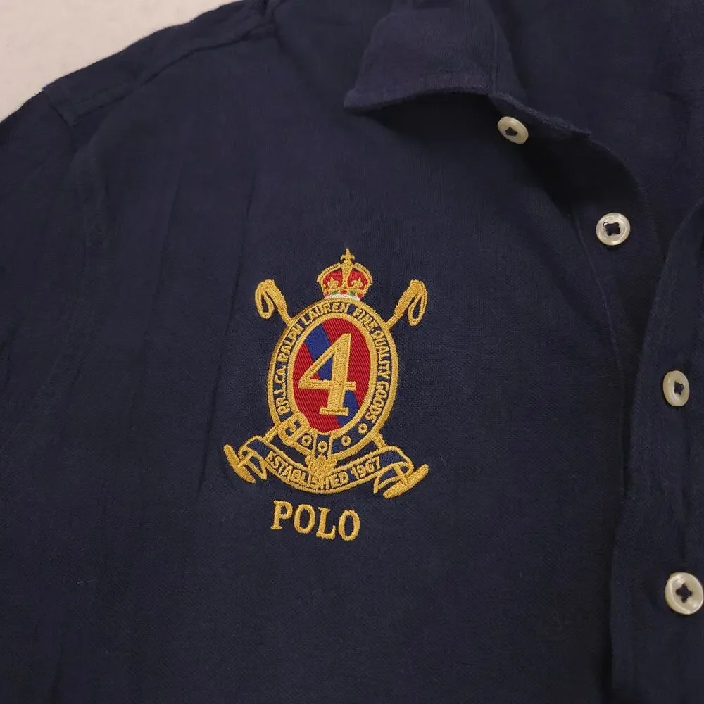 Regal Polo by Ralph Lauren Navy Embroidered Crest Long-Sleeve Polo Shirt